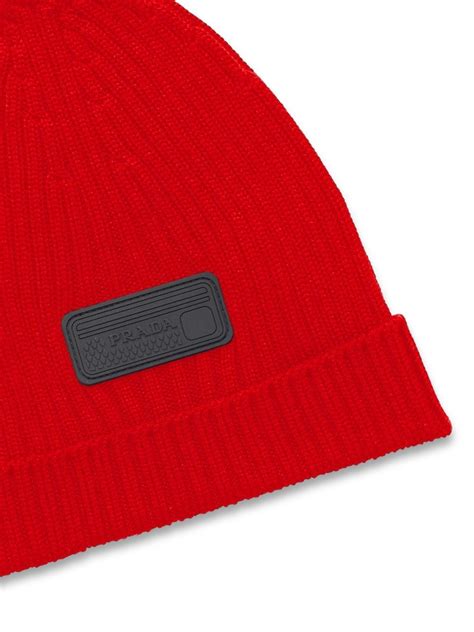 prada logo patch beanie|prada cashmere beanies.